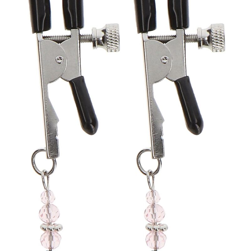 Reguliuojami spenelių spaustukai „Adjustable Clamps With Beads“ (sidabriniai)