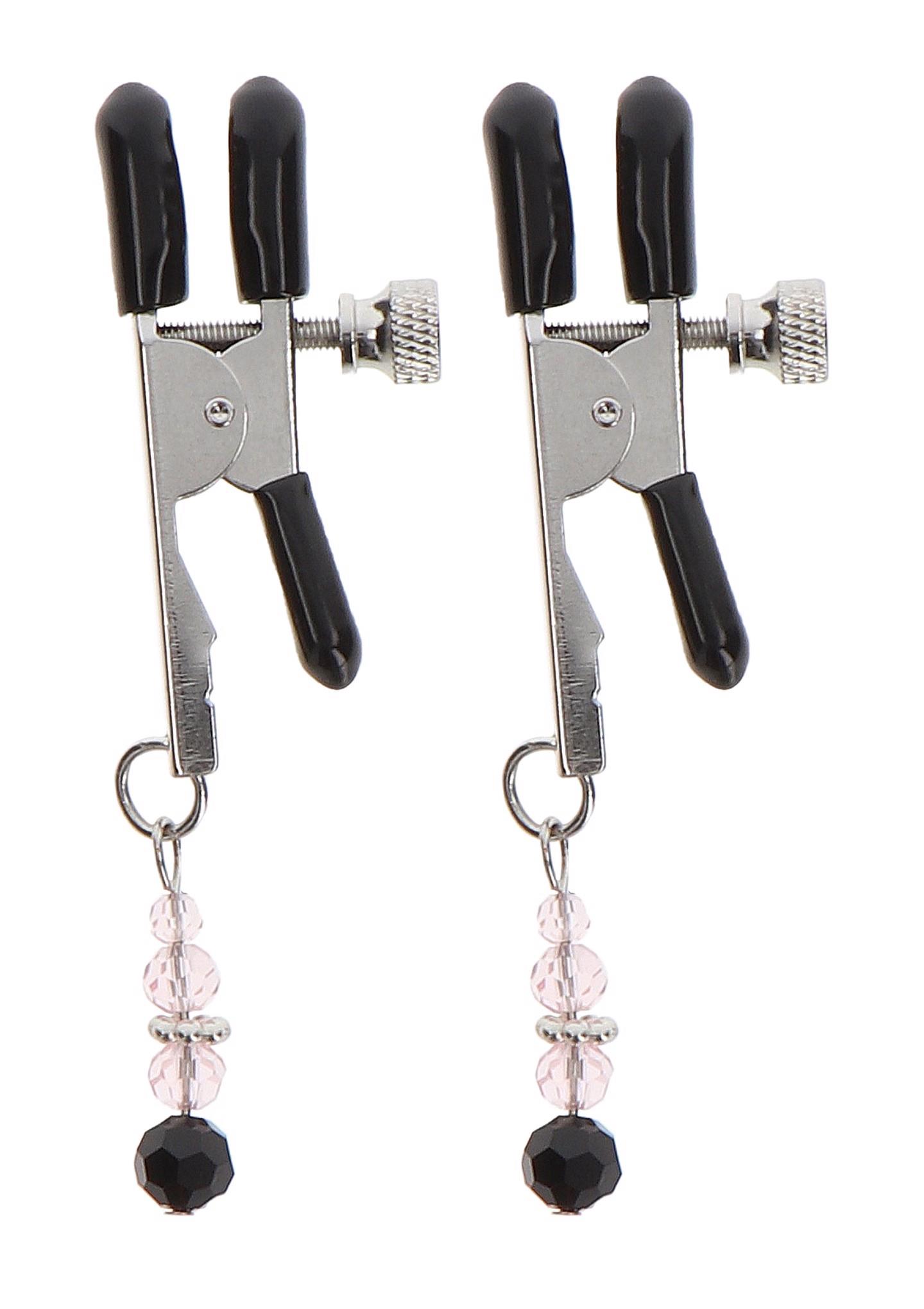 Reguliuojami spenelių spaustukai „Adjustable Clamps With Beads“ (sidabriniai)