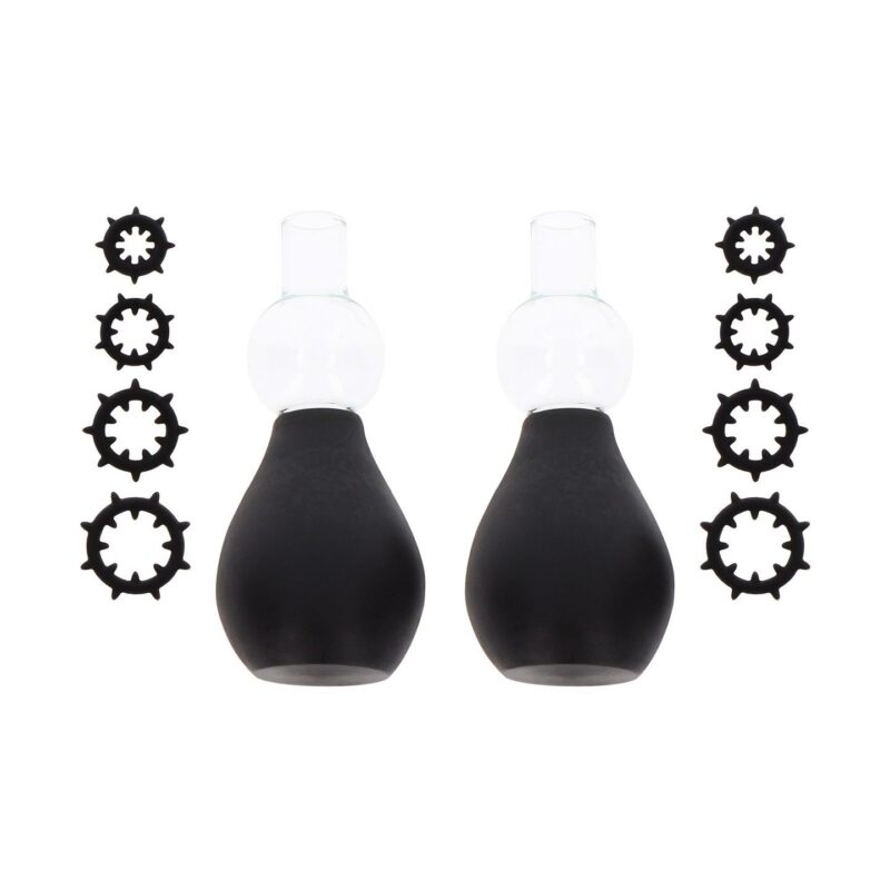 Spenelių pomputė „Nipple Enlargers with 8 Rings“ (juodi)