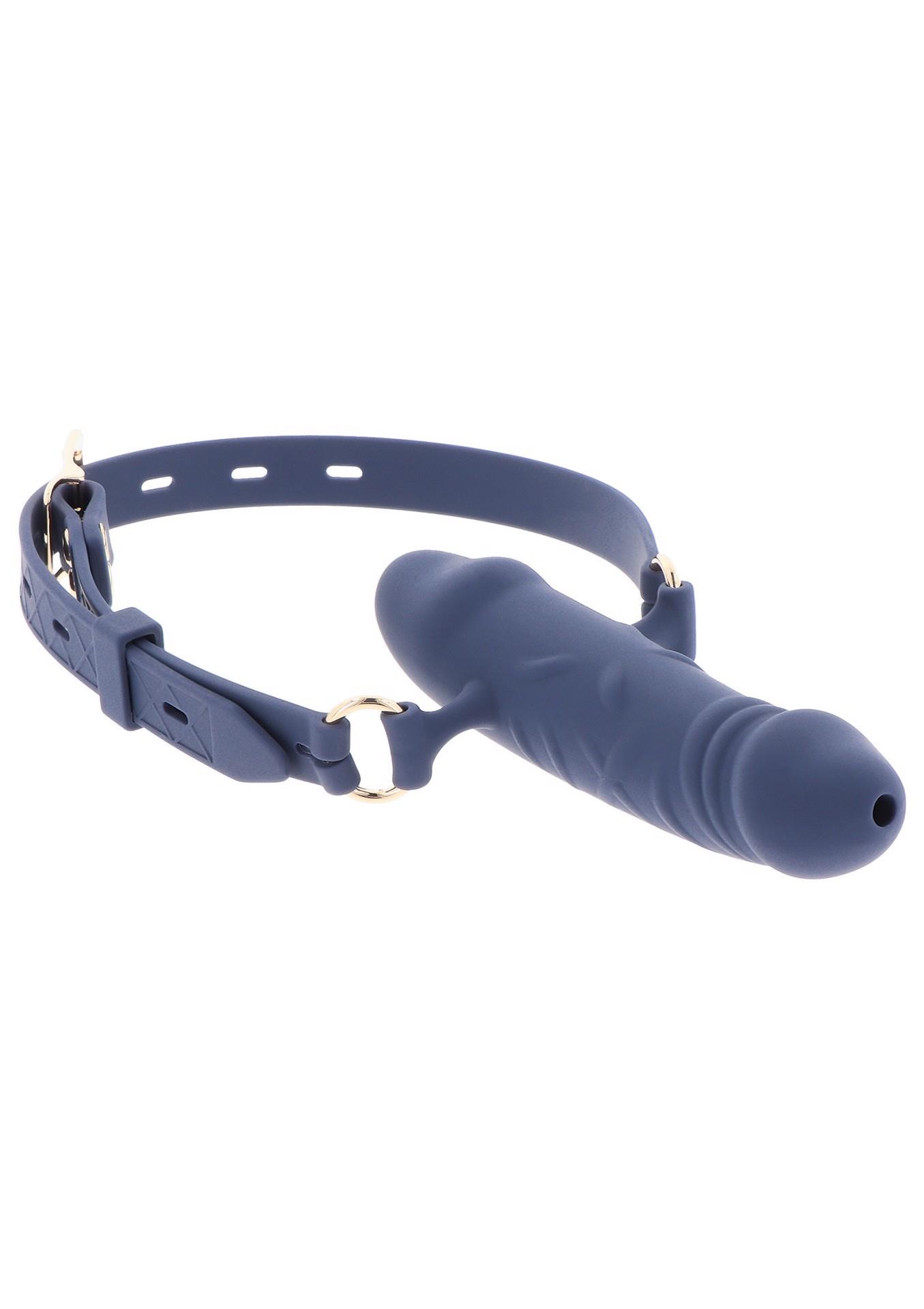 Silicone Breathable Penis Gag Blue - Image 10