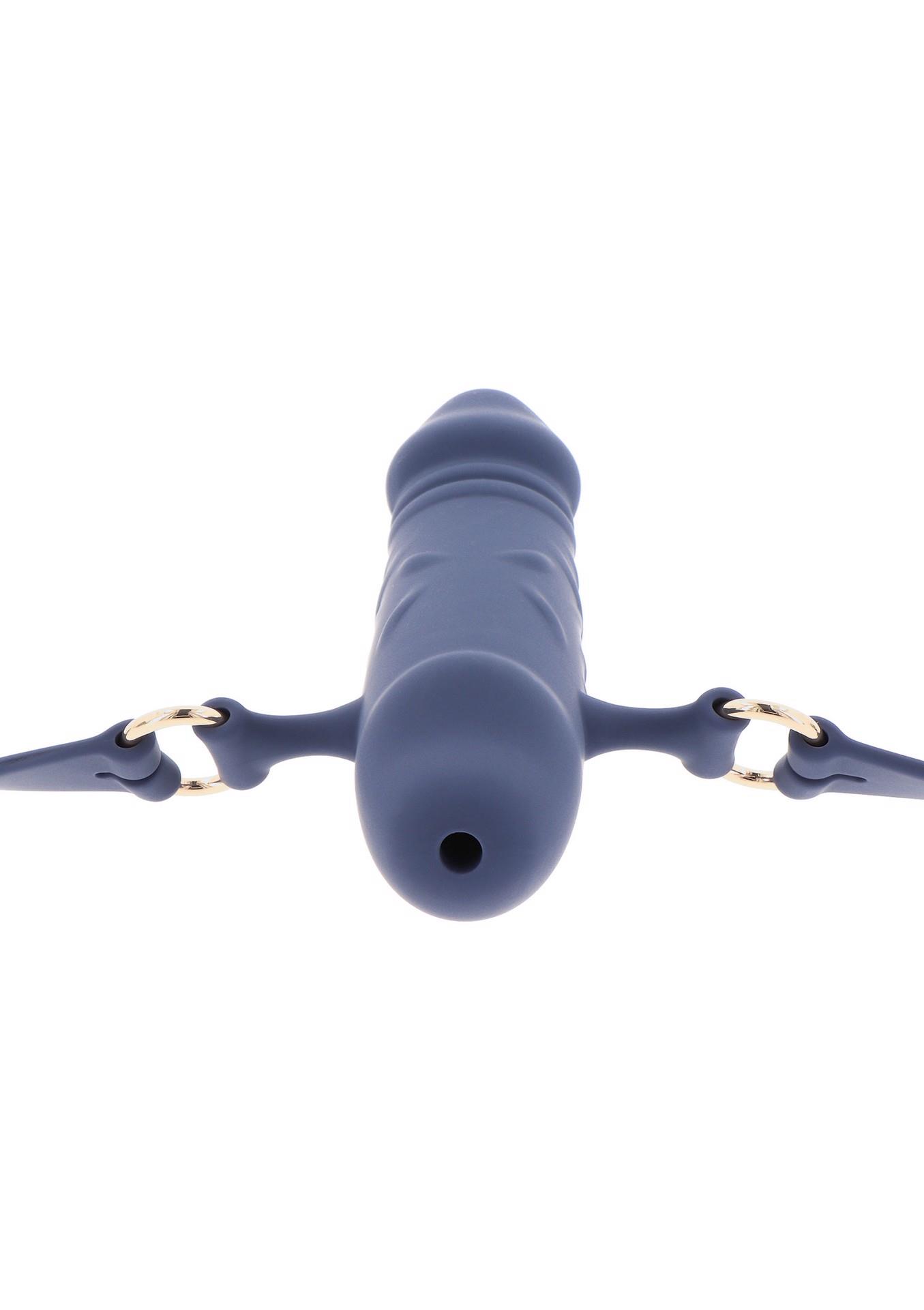 Silicone Breathable Penis Gag Blue - Image 13