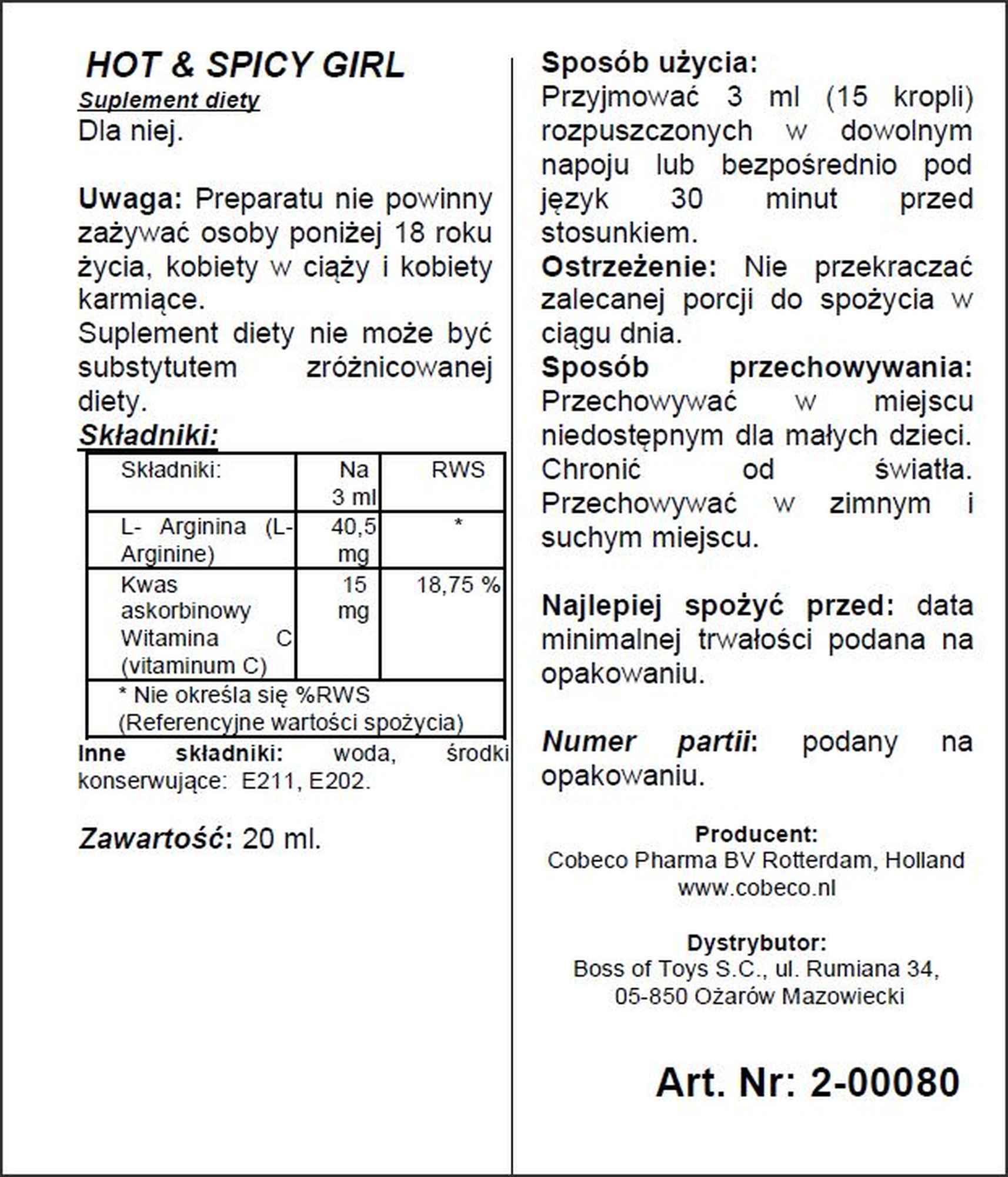 Hot Spicy Girl maisto papildas moterims 20 ml - Image 4