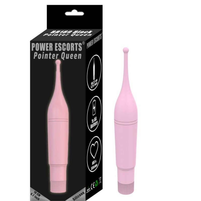 Power Escorts Pointer Queen taškinis vibratorius rožinis 16 cm