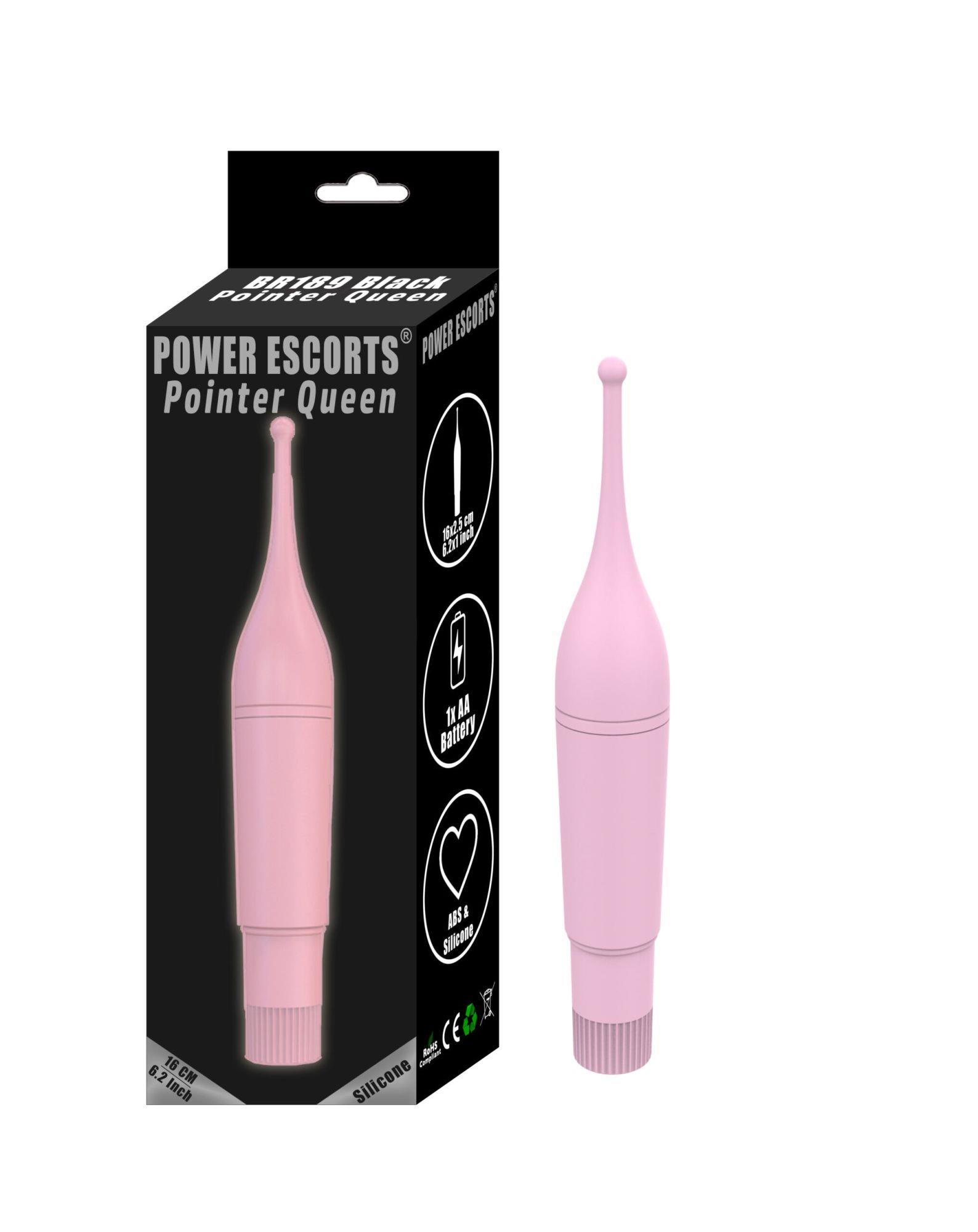 Power Escorts Pointer Queen taškinis vibratorius rožinis 16 cm