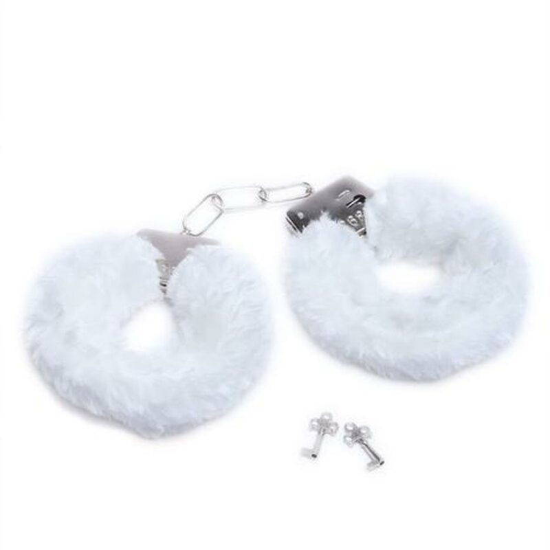 Love Cuffs White balti pliušiniai antrankiai