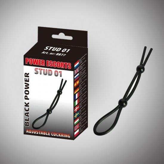 Stud 01 juodas reguliuojamas penio žiedas