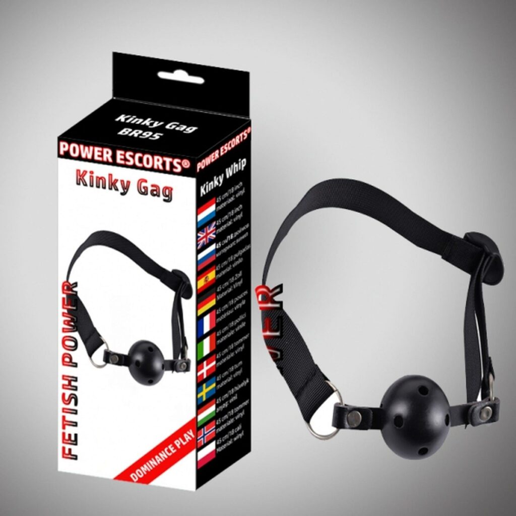 Juodas BDSM burnos kamšiklis (ball gag)