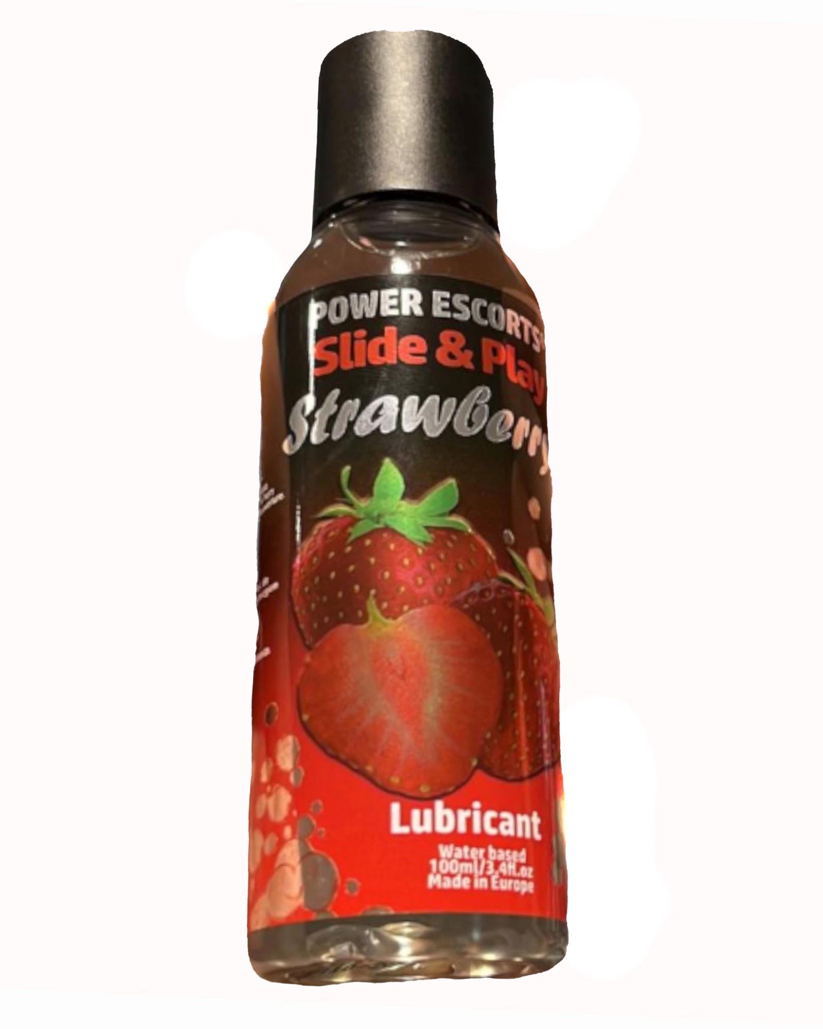 Power Escorts lubrikantas „Strawberry“, vandens pagrindo, 100 ml