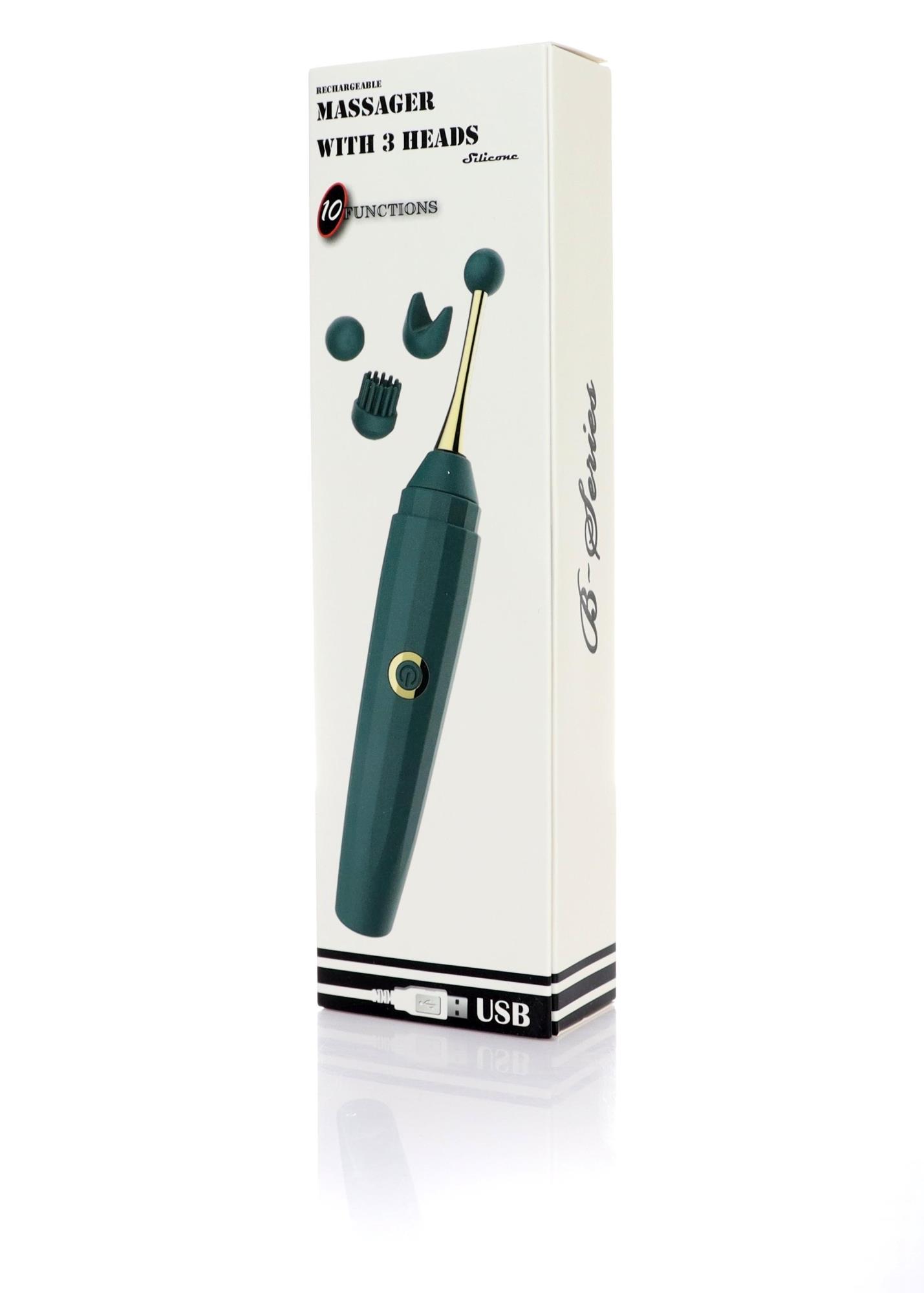 USB masažuoklis su 3 keičiamosiomis galvutėmis, 10 funkcijų - Image 8