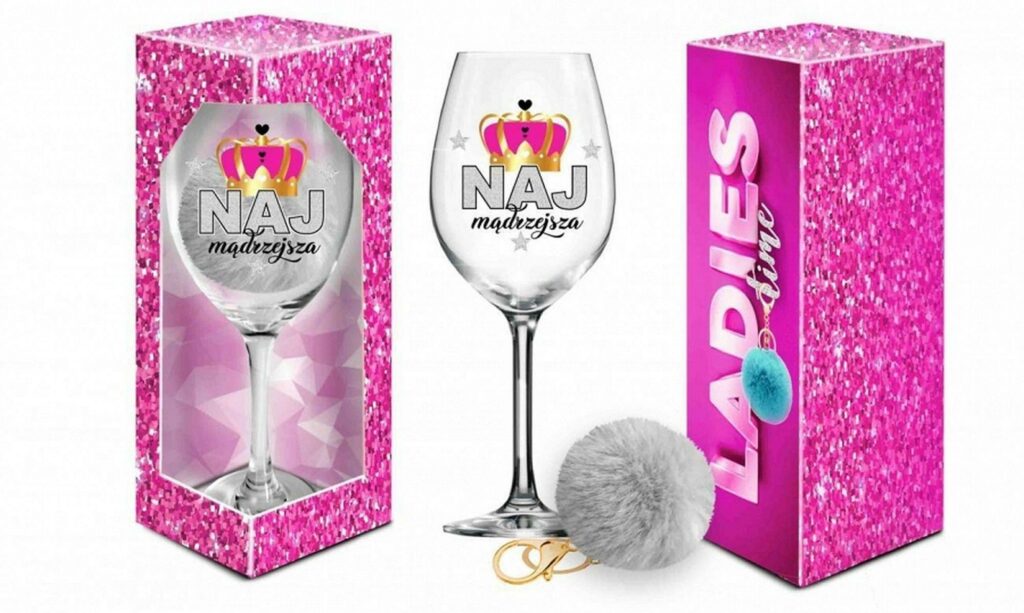 LADIES TIME vyno taurė 700 ml su pomponu „Aš protingiausia“