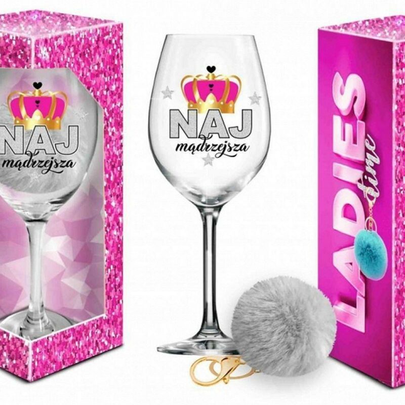 LADIES TIME vyno taurė 700 ml su pomponu „Aš protingiausia“