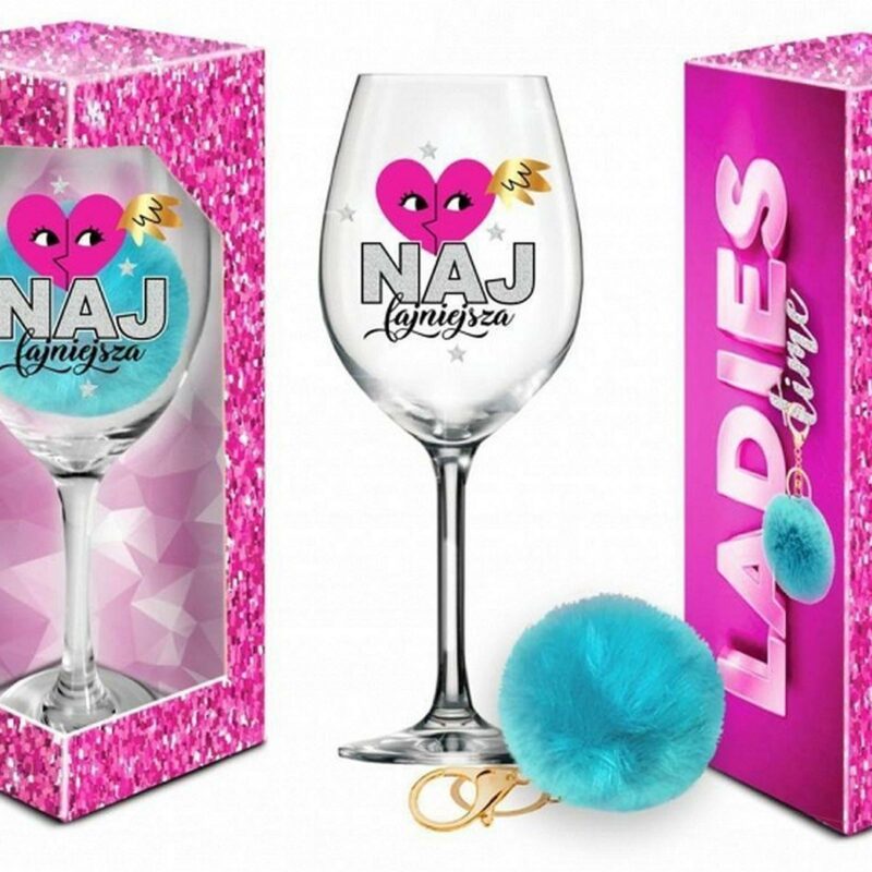 LADIES TIME vyno taurė 700 ml su pomponu „Fainiausia“