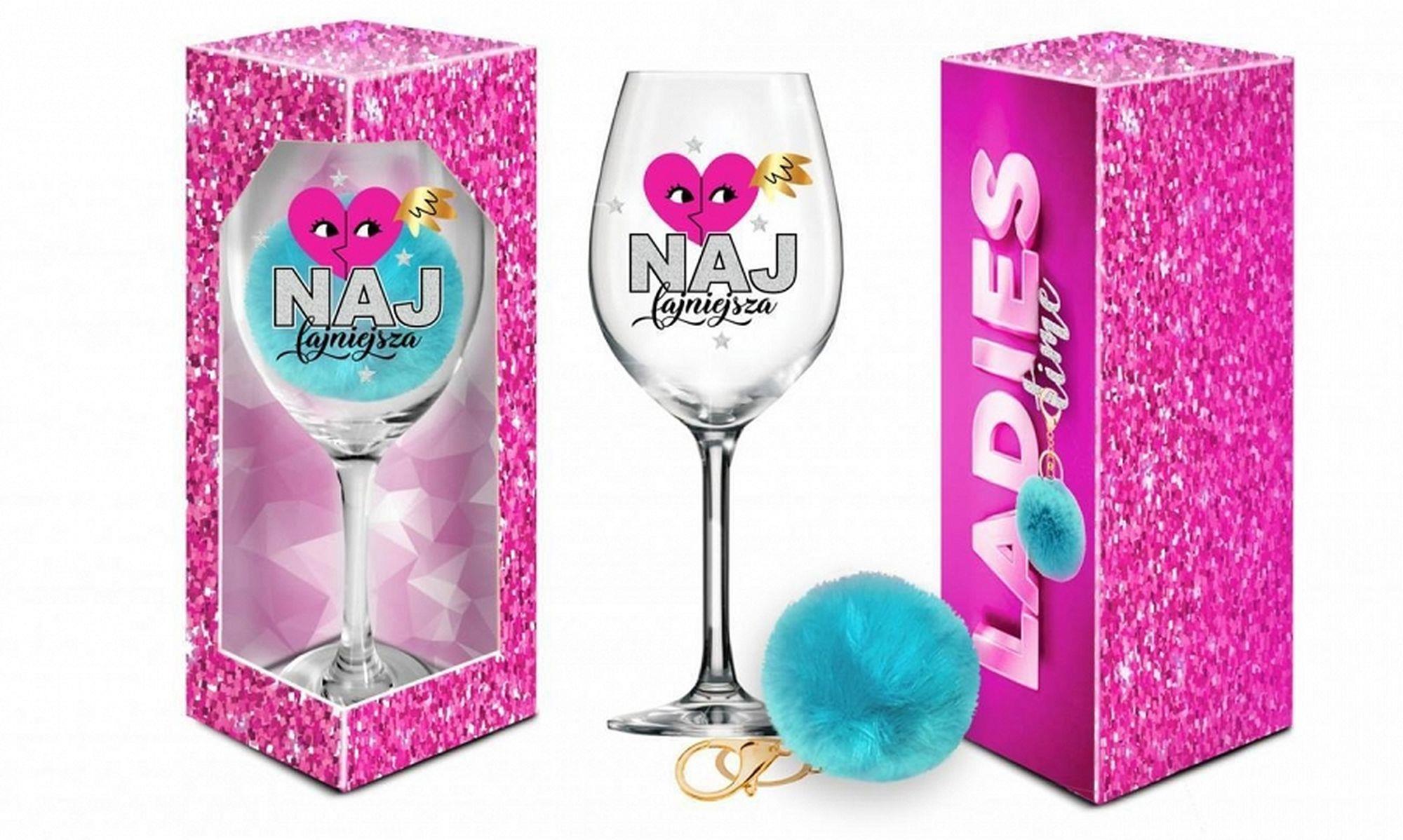 LADIES TIME vyno taurė 700 ml su pomponu „Fainiausia“