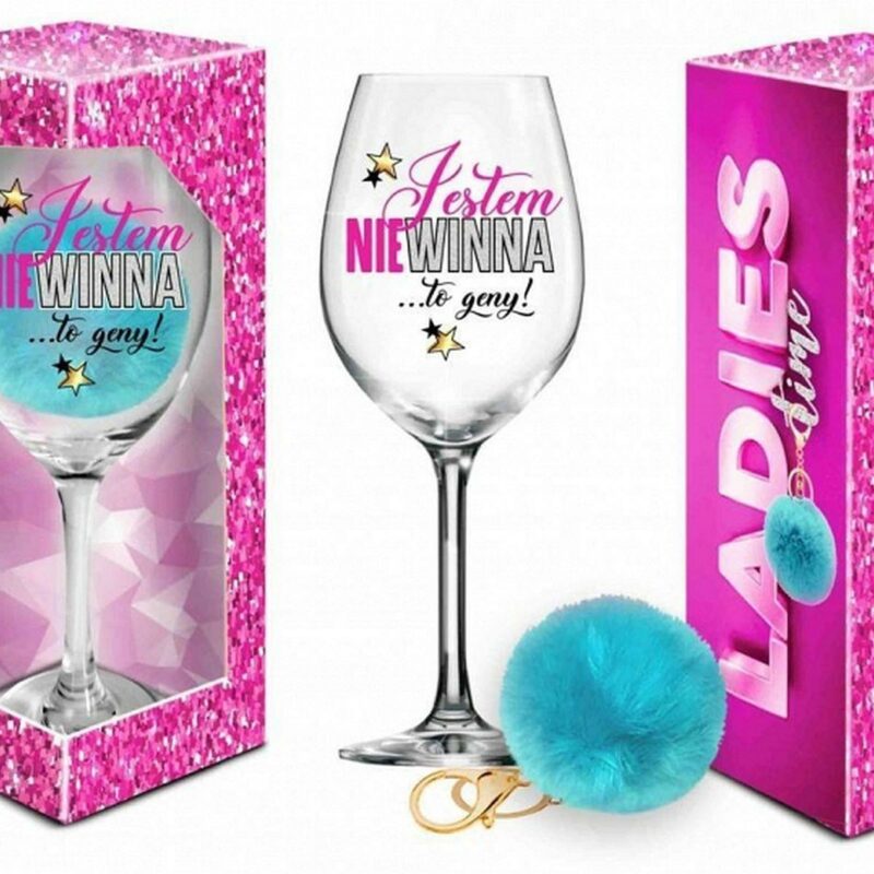 LADIES TIME vyno taurė 700 ml su pomponu „Esu nekalta“