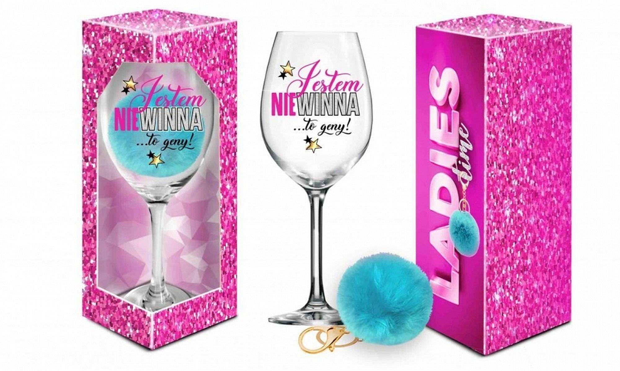 LADIES TIME vyno taurė 700 ml su pomponu „Esu nekalta“