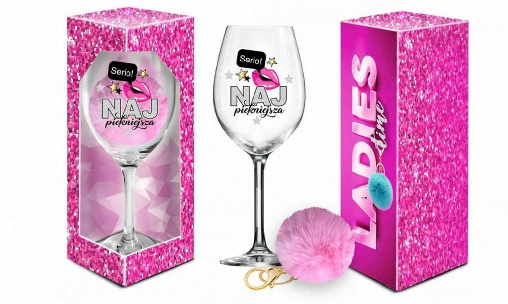 LADIES TIME vyno taurė 700 ml su pomponu „Aš gražiausia“