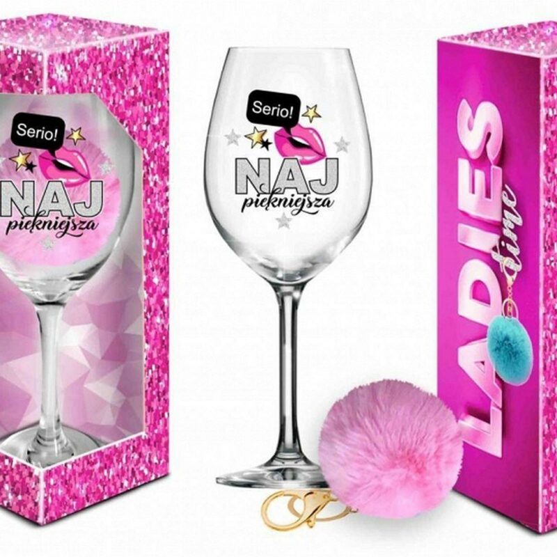 LADIES TIME vyno taurė 700 ml su pomponu „Aš gražiausia“