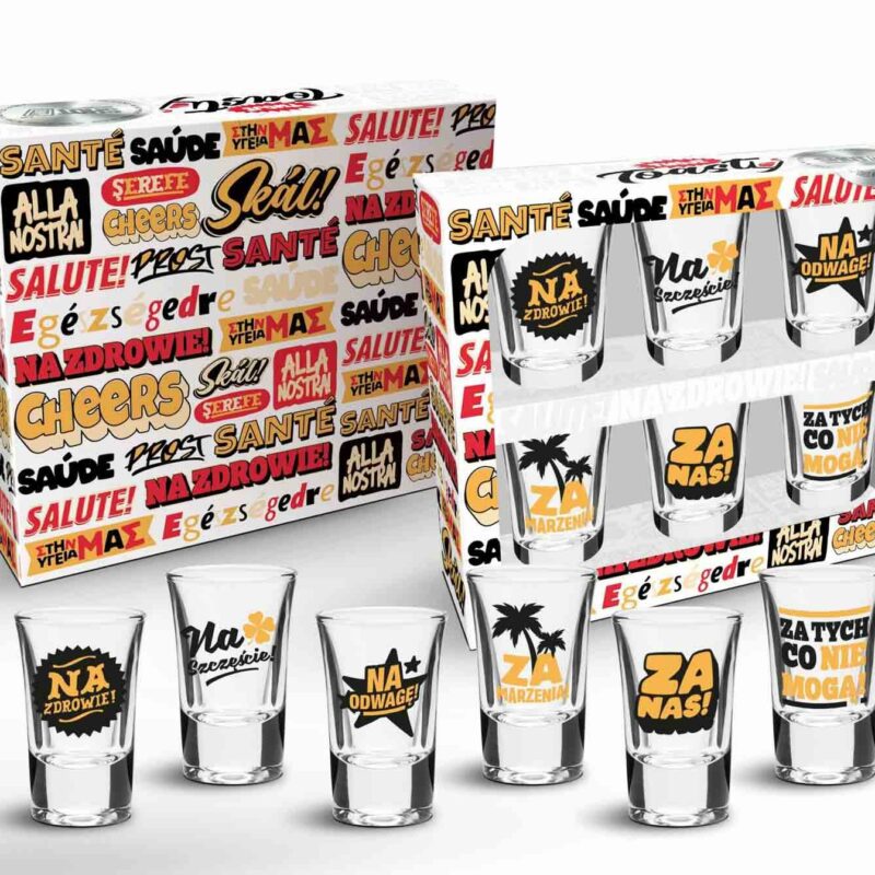 SHOT ON 6 taurelių rinkinys 35 ml su tostais