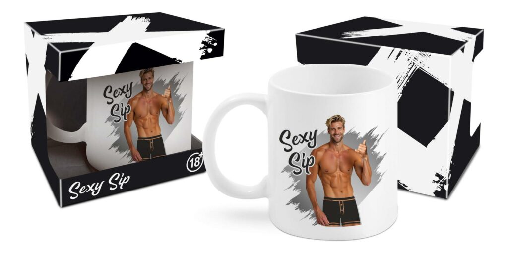 Sexi Sip puodelis 300 ml su vyro siluetu