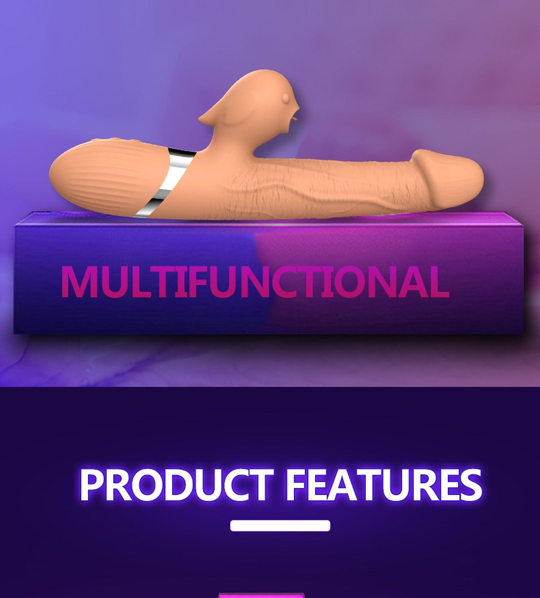 Stūmuojantis vibratorius „Basia“ 2 in 1 su liežuvėlio funkcija, USB - Image 3