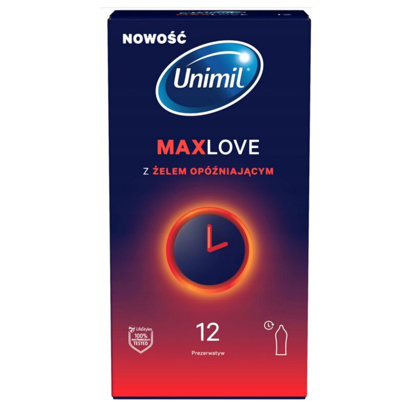 UNIMIL MAX LOVE TIME CONTROL prezervatyvai, 12 vnt.