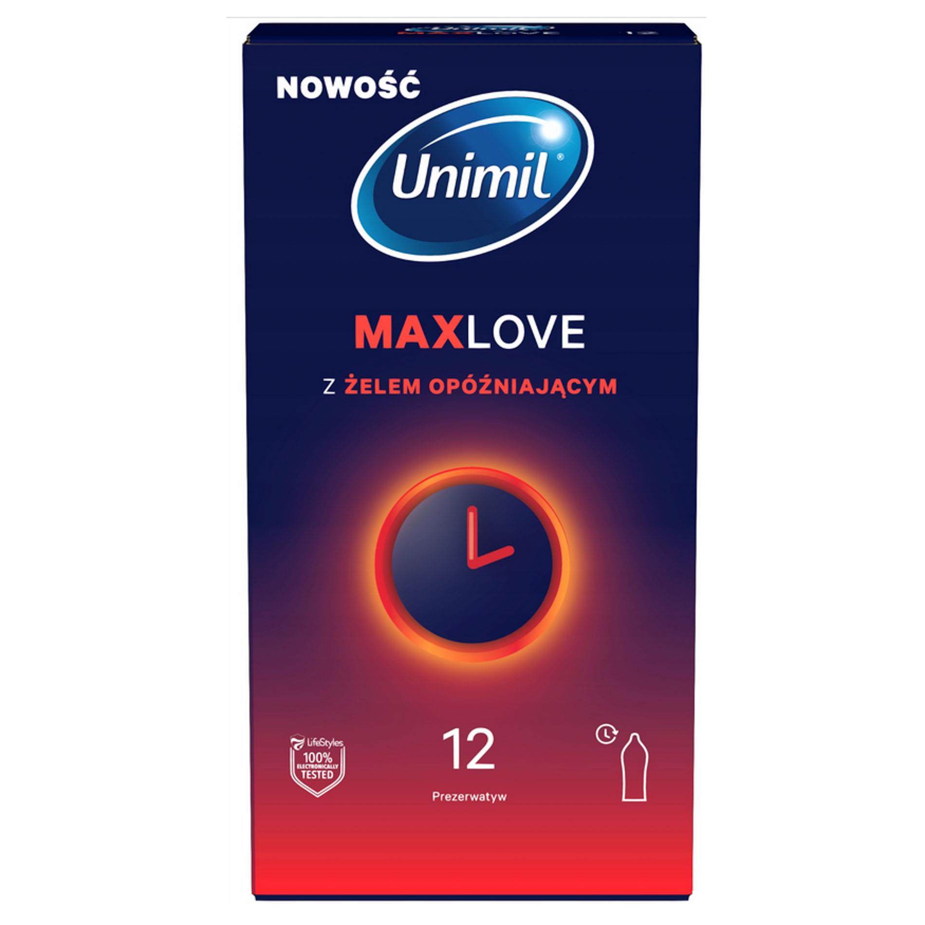 UNIMIL MAX LOVE TIME CONTROL prezervatyvai, 12 vnt.
