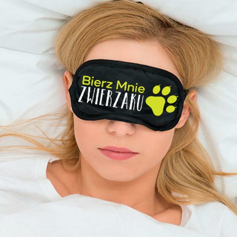 Miego kaukė akims su užrašu „IMK MANE, ŽVĖRIAU“