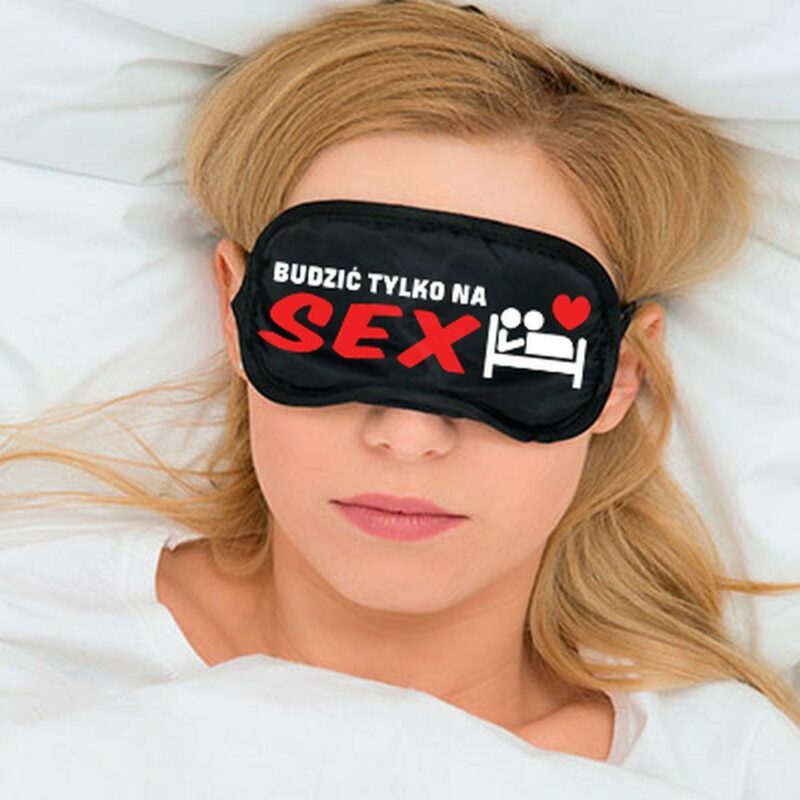 Miego kaukė akims su užrašu „ŽADINTI TIK SEKSUI“