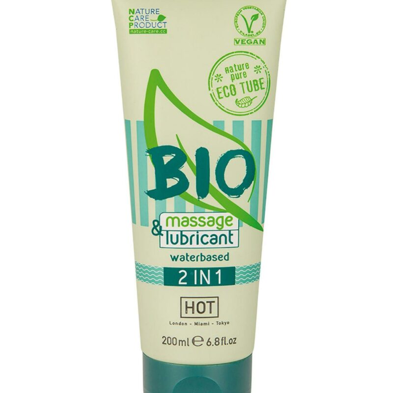 HOT BIO 2in1 masažo ir lubrikantas, vandens pagrindo, 200 ml