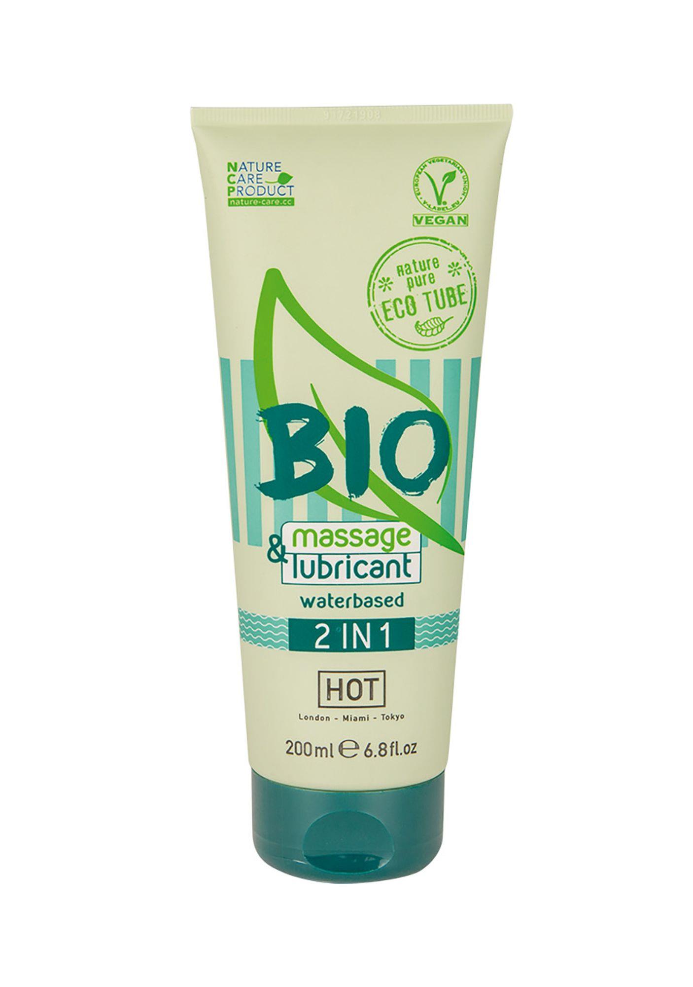HOT BIO 2in1 masažo ir lubrikantas, vandens pagrindo, 200 ml