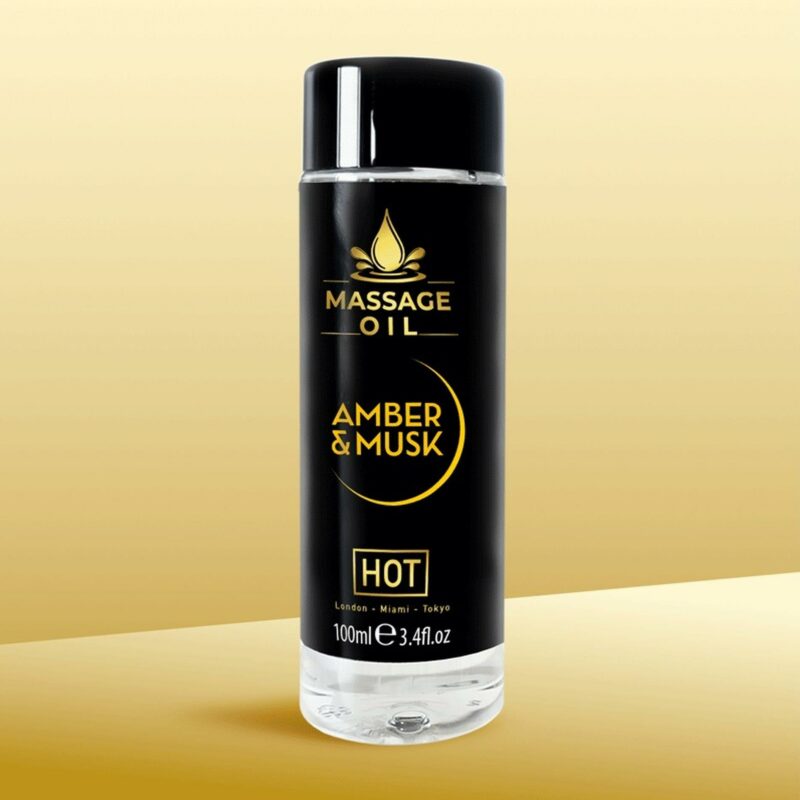 Masažo aliejus HOT Massage Oil amber & musk 100 ml