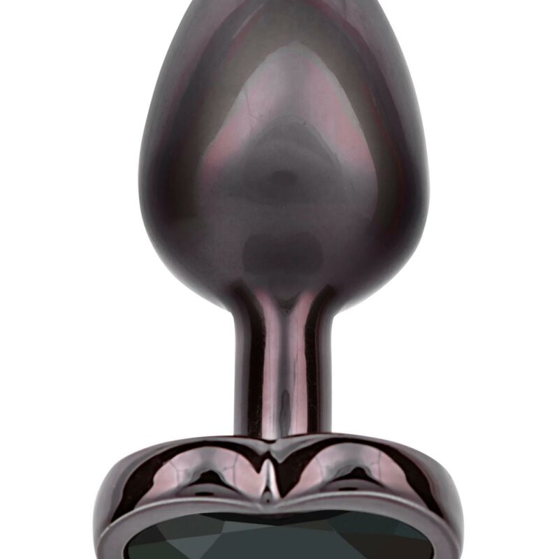 „Diamond Heart“ mažas analinis kištukas su širdelės formos kristalu (juodas)