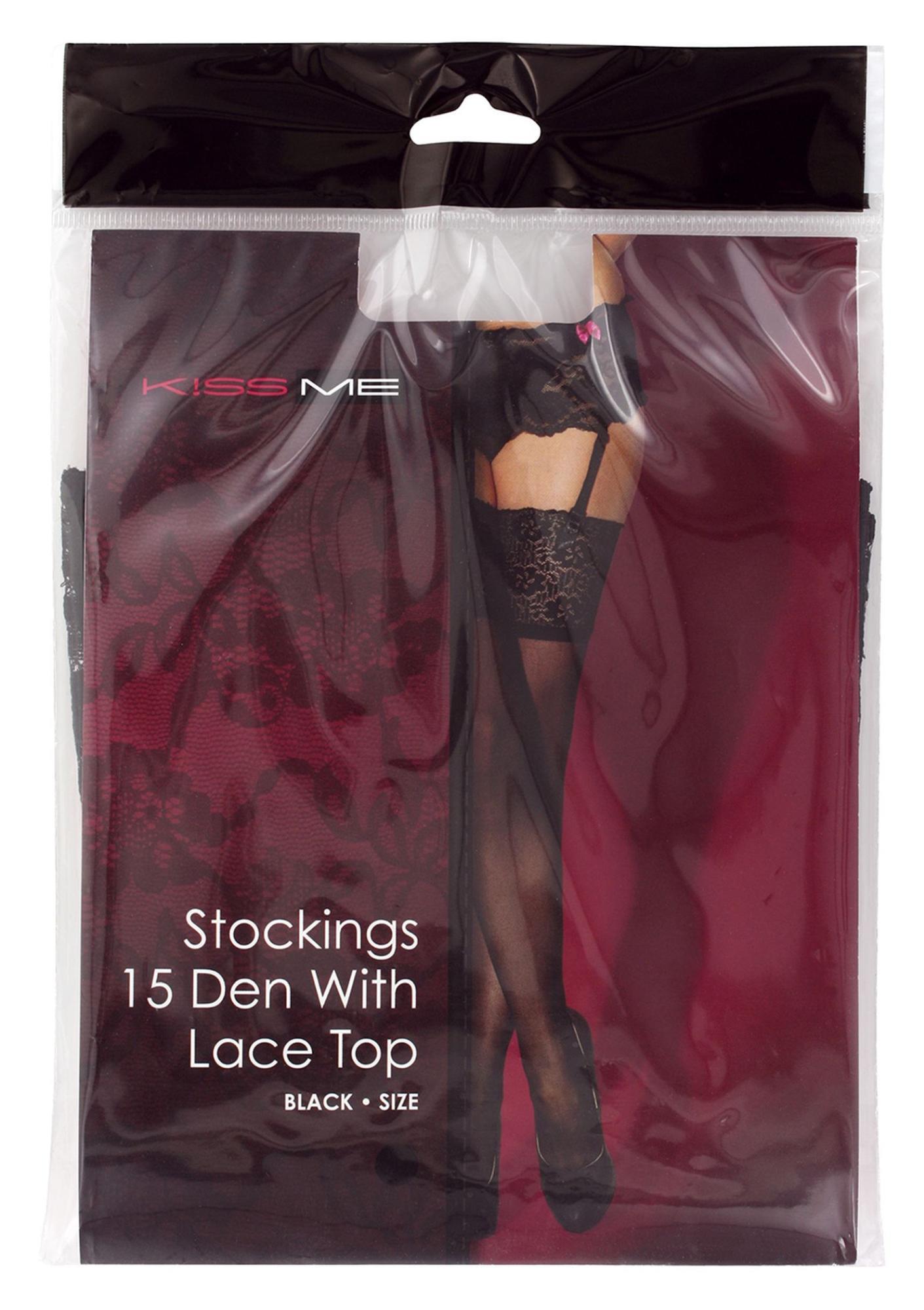 Juodos erotinės kojinės „Kiss Me“ L/XL - Image 3