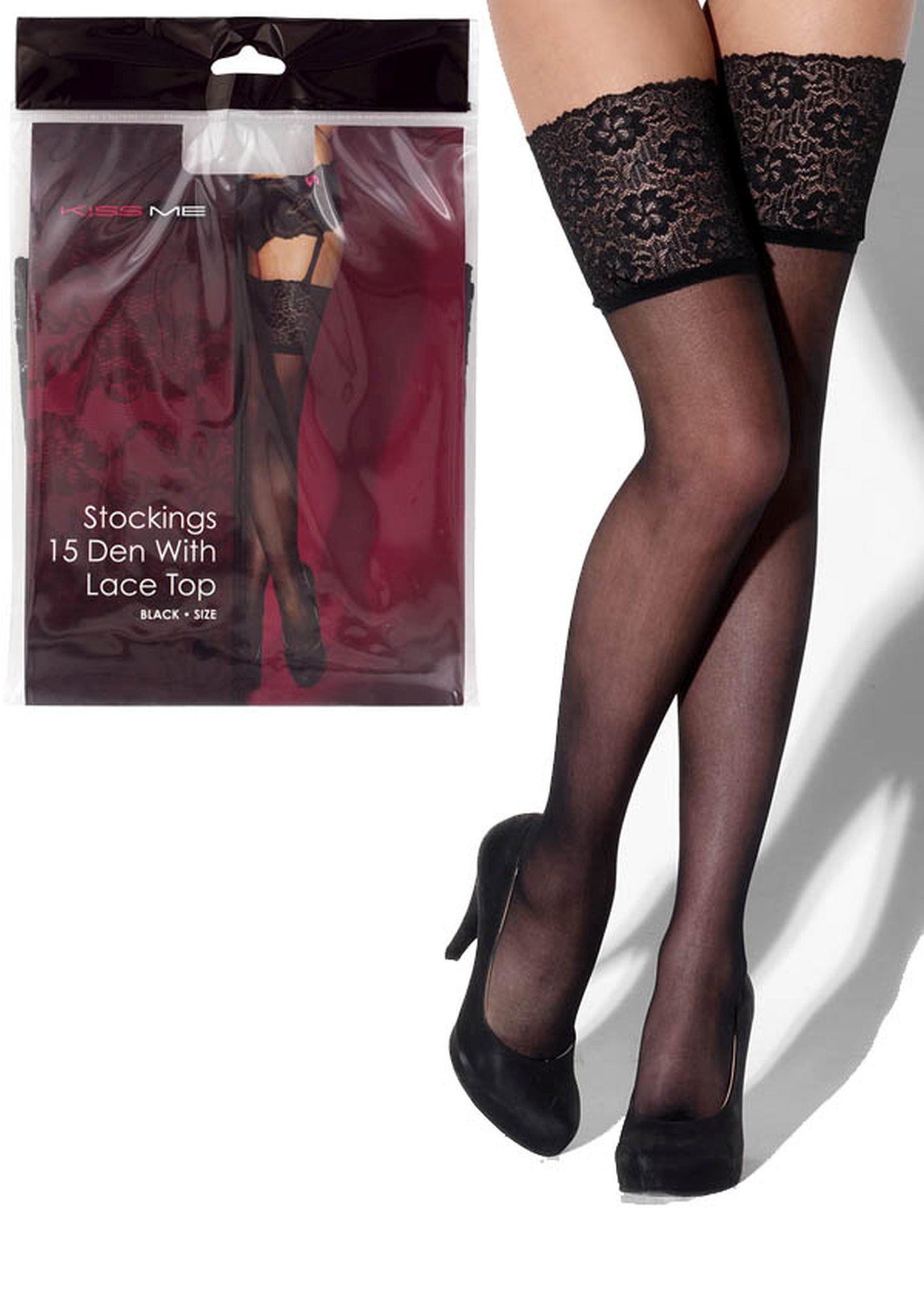 Baltos erotinės kojinės „Kiss Me“ L/XL