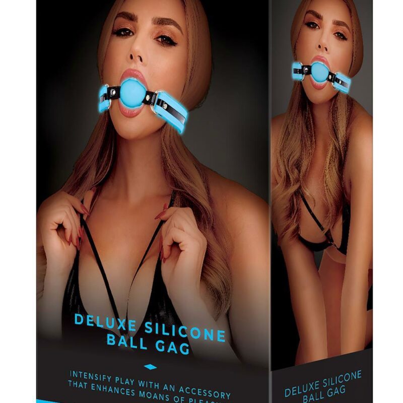 Kamuoliukas antsnukis „WHIPSMART Glow in the Dark Silicone Ball Gag“ (mėlynas)