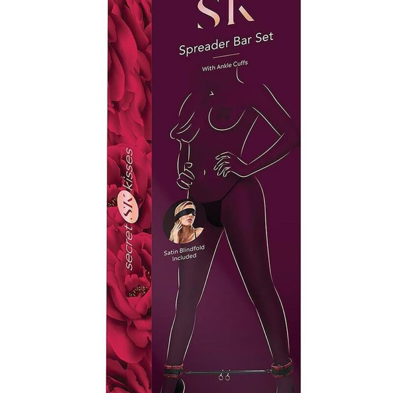 Kojų išskėtimo strypas su kulkšnių pančiais „Secret Kisses Rosegasm Spreader Bar Set“