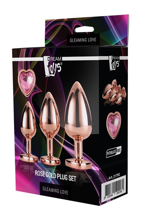 Gleaming Love Rose Gold Plug Set
