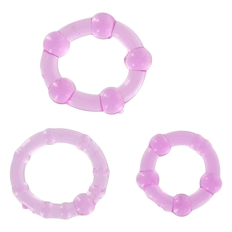 Stay Hard trijų violetinių penio žiedų rinkinys