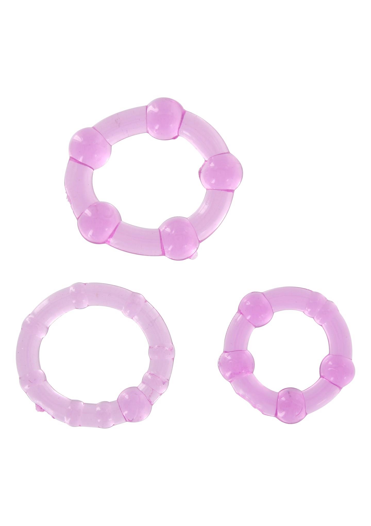 Stay Hard trijų violetinių penio žiedų rinkinys