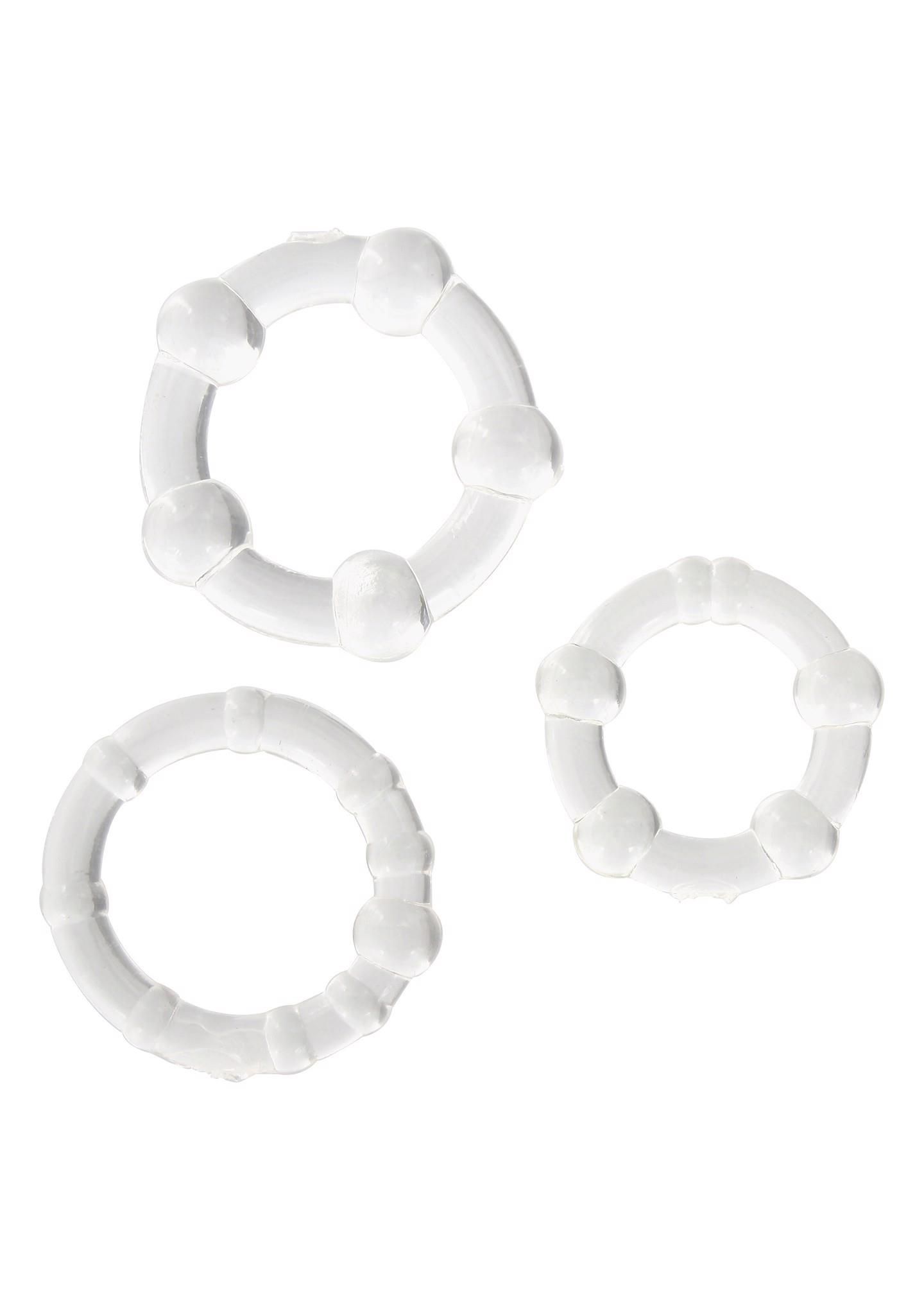 Stay Hard trijų skaidrių penio žiedų rinkinys