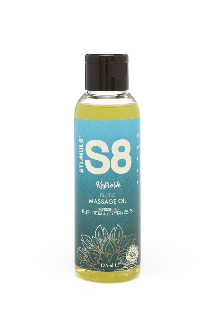 S8 masažo aliejus 125 ml French Plum & Egyptian Cotton