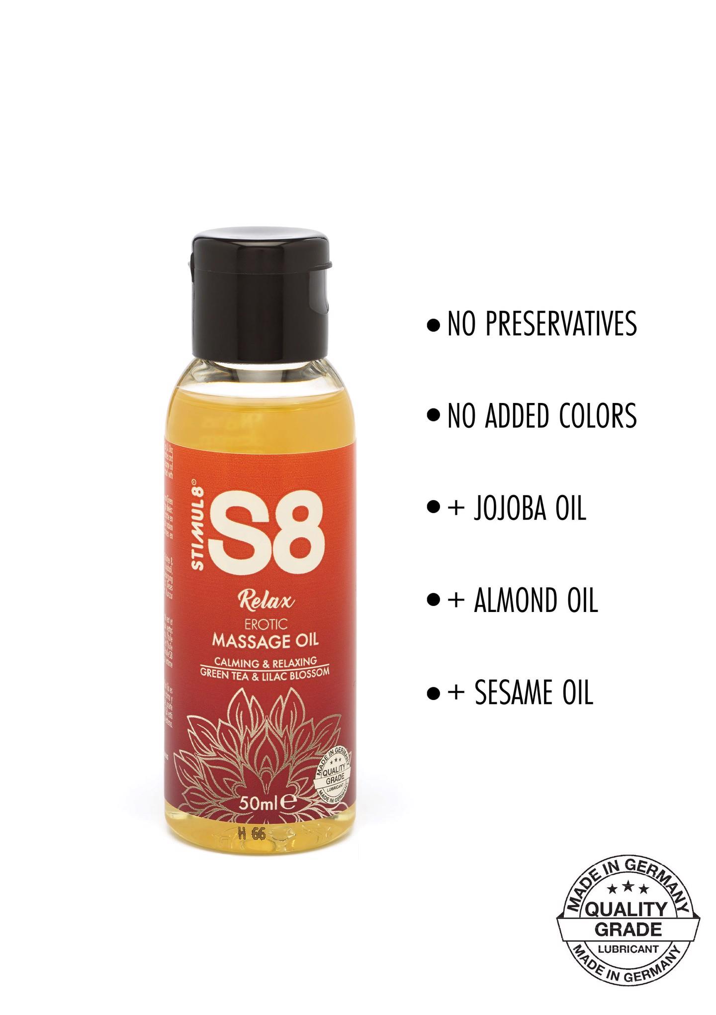 S8 Massage Oil 50ml Green Tea & Lilac Blossom - Image 2