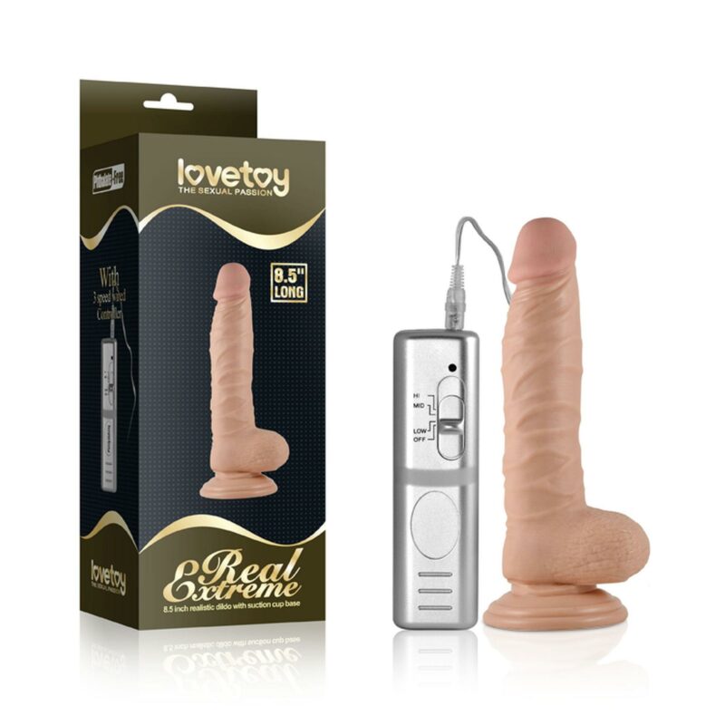 Vibruojantis dildo Real Extreme (8.5″) (kūno spalvos)