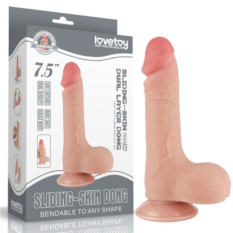 Realistiškas dildo su judančia oda 7.5″ (kūno spalvos)