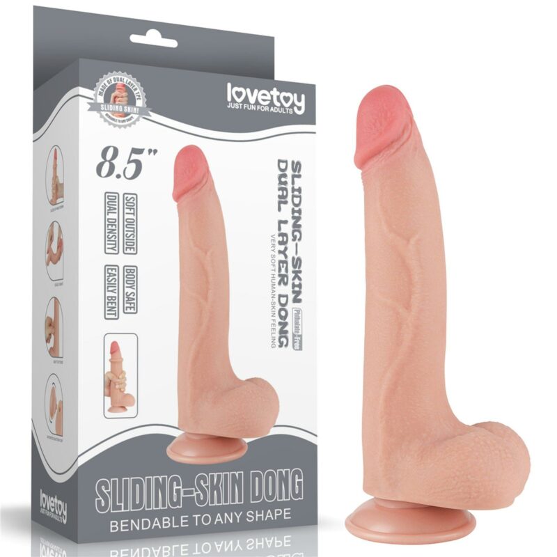 Realistiškas dildo su judančia oda 8.5″ (kūno spalvos)