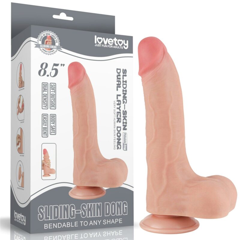 Realistiškas dildo su judančia oda 8.5″ (kūno spalvos)