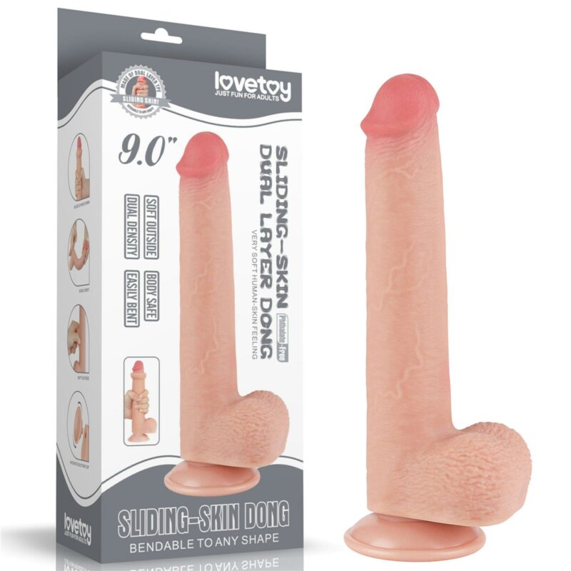 Realistiškas dildo su judančia oda 9″ (kūno spalvos)