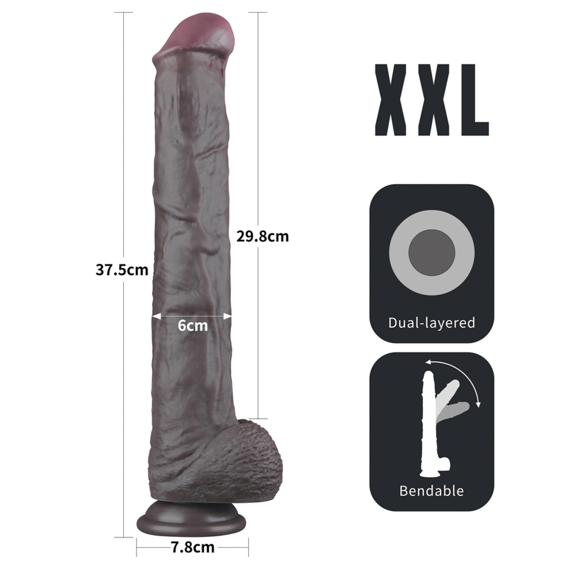 Silikoninis realistiškas dildo 36.8 cm (juodas) - Image 17
