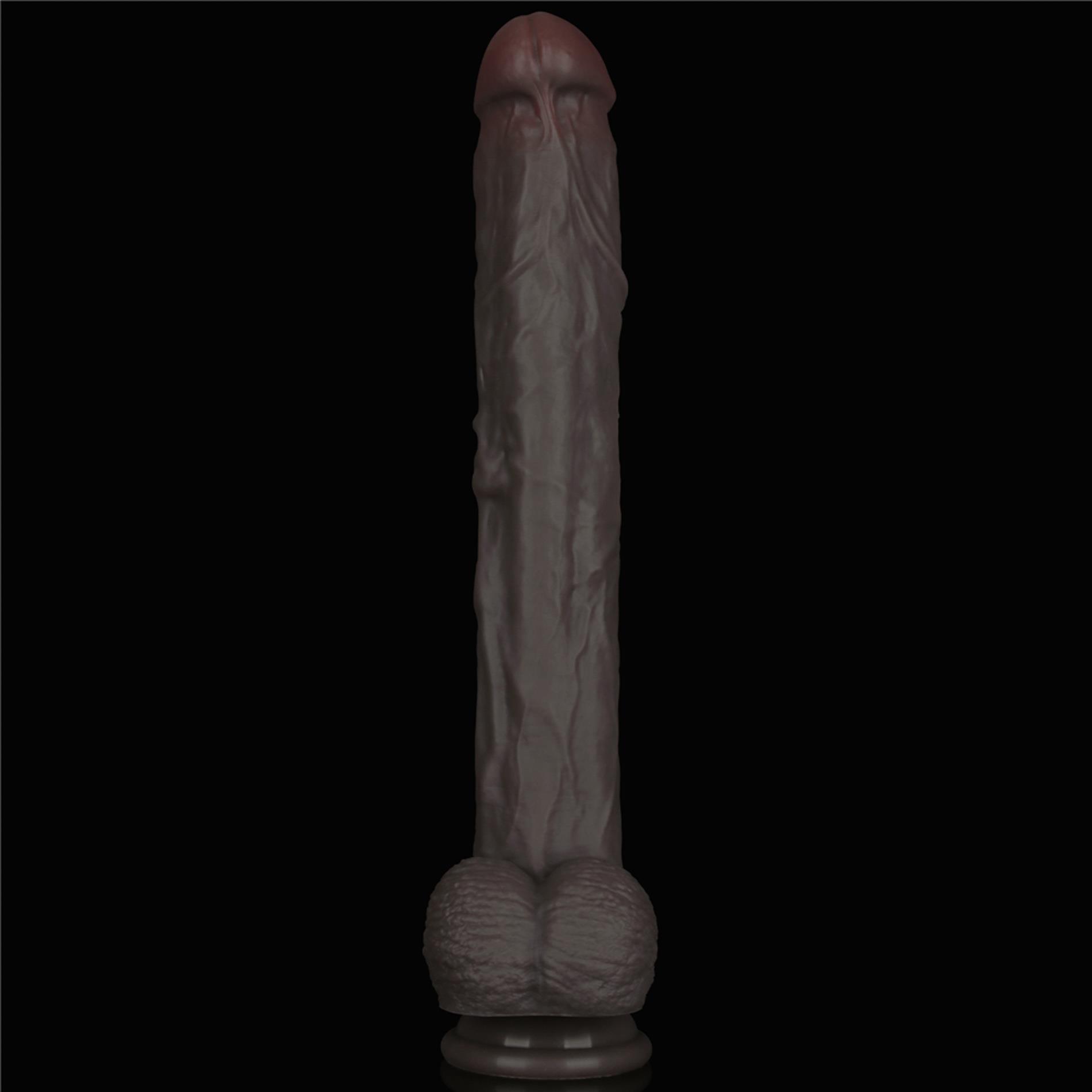 Silikoninis realistiškas dildo 36.8 cm (juodas) - Image 16