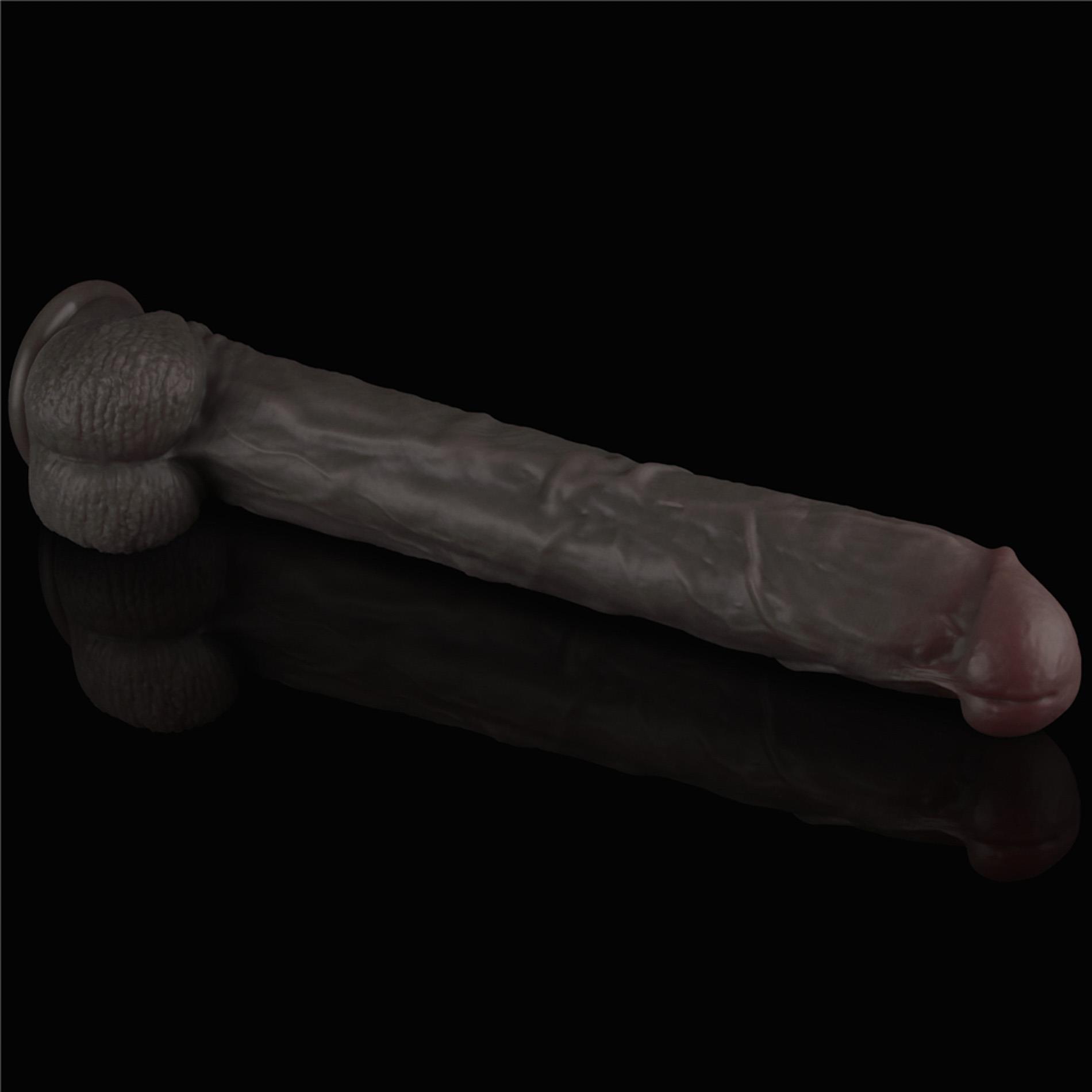 Silikoninis realistiškas dildo 36.8 cm (juodas) - Image 10